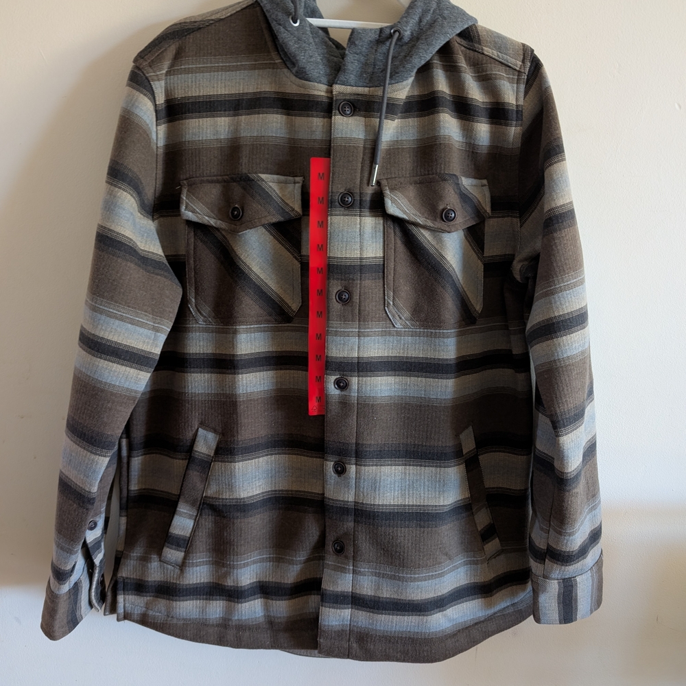 Quiksilver Brown and Gray Plaid Shirt Jacket